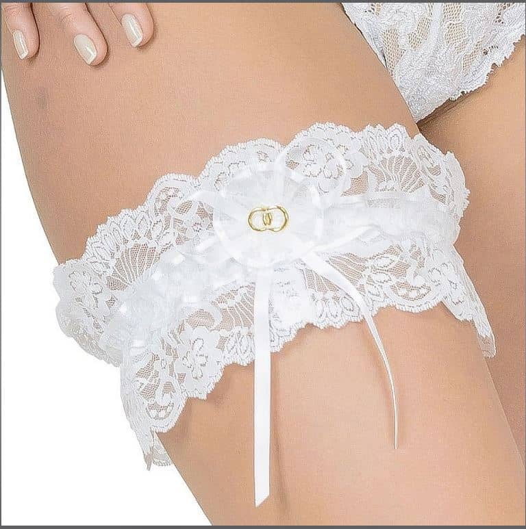 Giarrettiera sposa SIELEI art. 1905 con fedi fiocco in raso