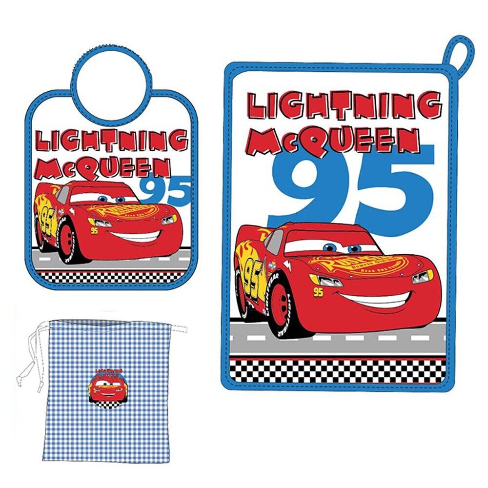 DISNEY CARS SET ASILO DA TRE PEZZI: SACCHETTO, TOVAGLIETTA E BAVETTA