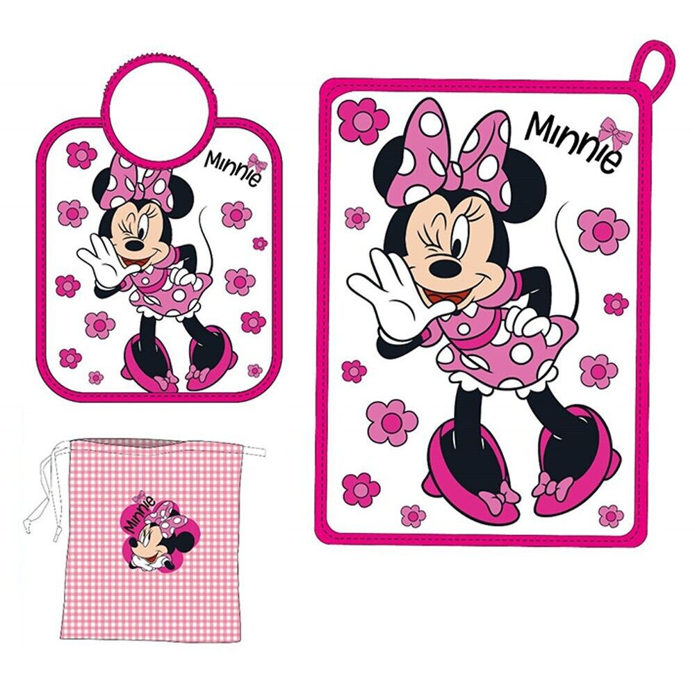 Disney Baby Set Asilo Minnie 3 pezzi: bavetta/ tovaglietta/ sacchetto