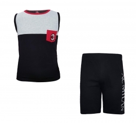 AC Milan Pigiama Ragazzo Spalla Larga in Cotone Prodotto Uff