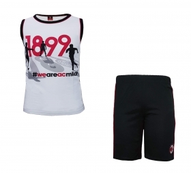 AC Milan Pigiama Ragazzo Spalla Larga in Cotone Prodotto Uff