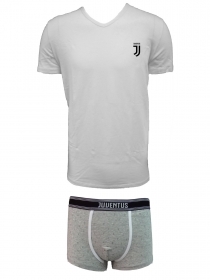 Juventus Coordinato Uomo Boxer + t-Shirt Scollo V Coton