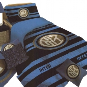 Inter 6439590P511 Copriletto, Poliestere, Blu/Nero, 51x36x10