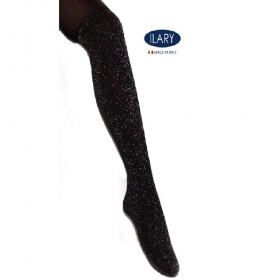 Calze collant donna Moda Fashion finta parigina nero lame Co