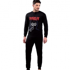 SABOR Diabolik Pigiama Caldo Cotone Uomo 7016 (Nero, XL)