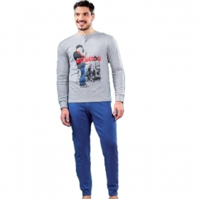 SABOR Pigiama Uomo Dylan Gog Caldo Cotone (Grigio MELAGE, XL