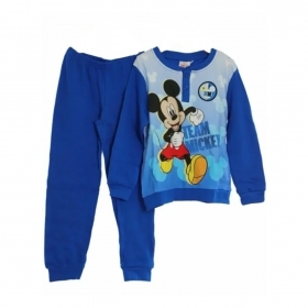 ORIGINAL INTIMO Mickey Mouse Pigiama Caldo Cotone Azzur
