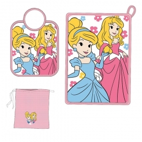 DISNEY PRINCIPESSE SET ASILO DA 3 PEZZI: TOVAGLIETTA, BAVETT