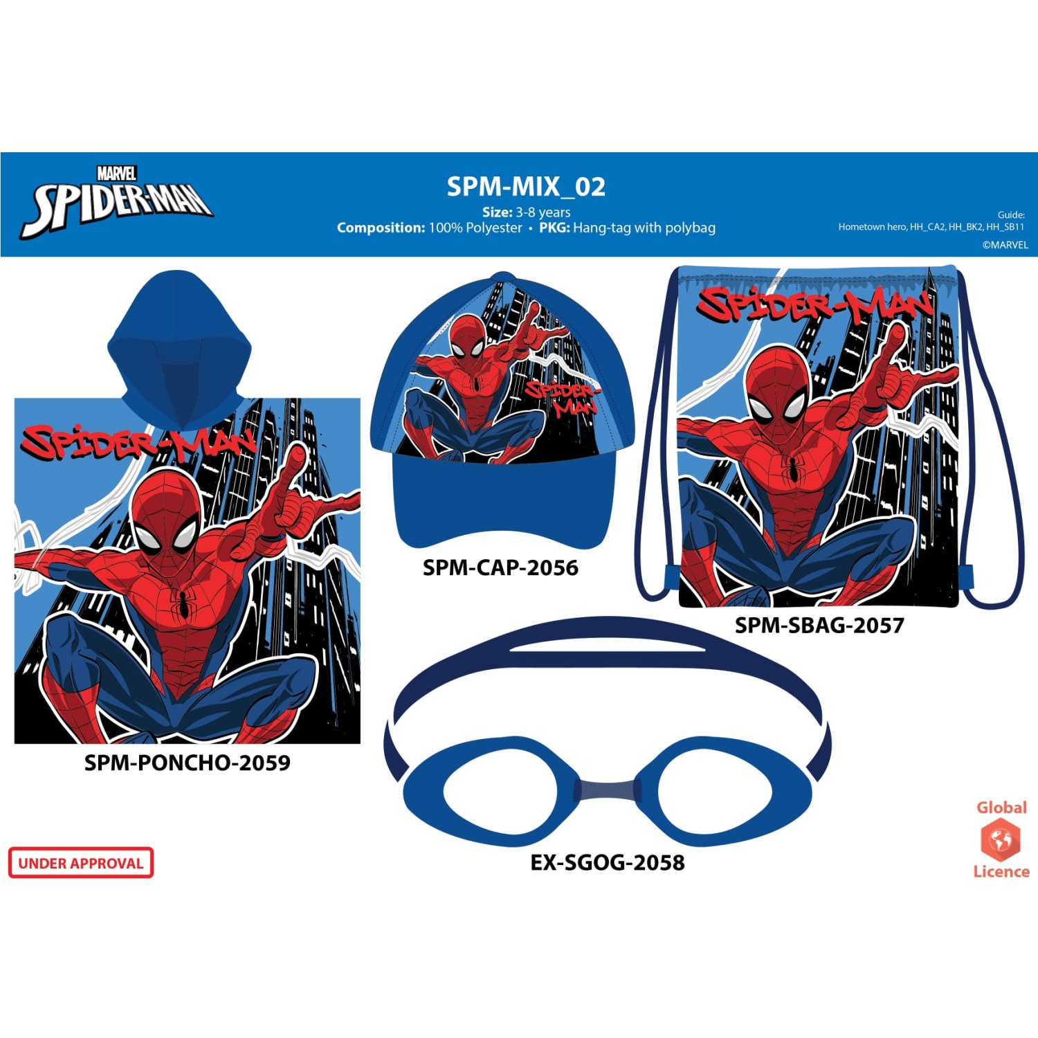 SET MARE PONCHO SPIDERMAN