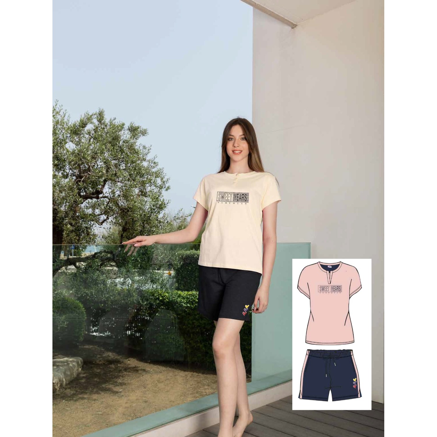 PIGIAMA DONNA CORTO MEZZA MANICA 1013