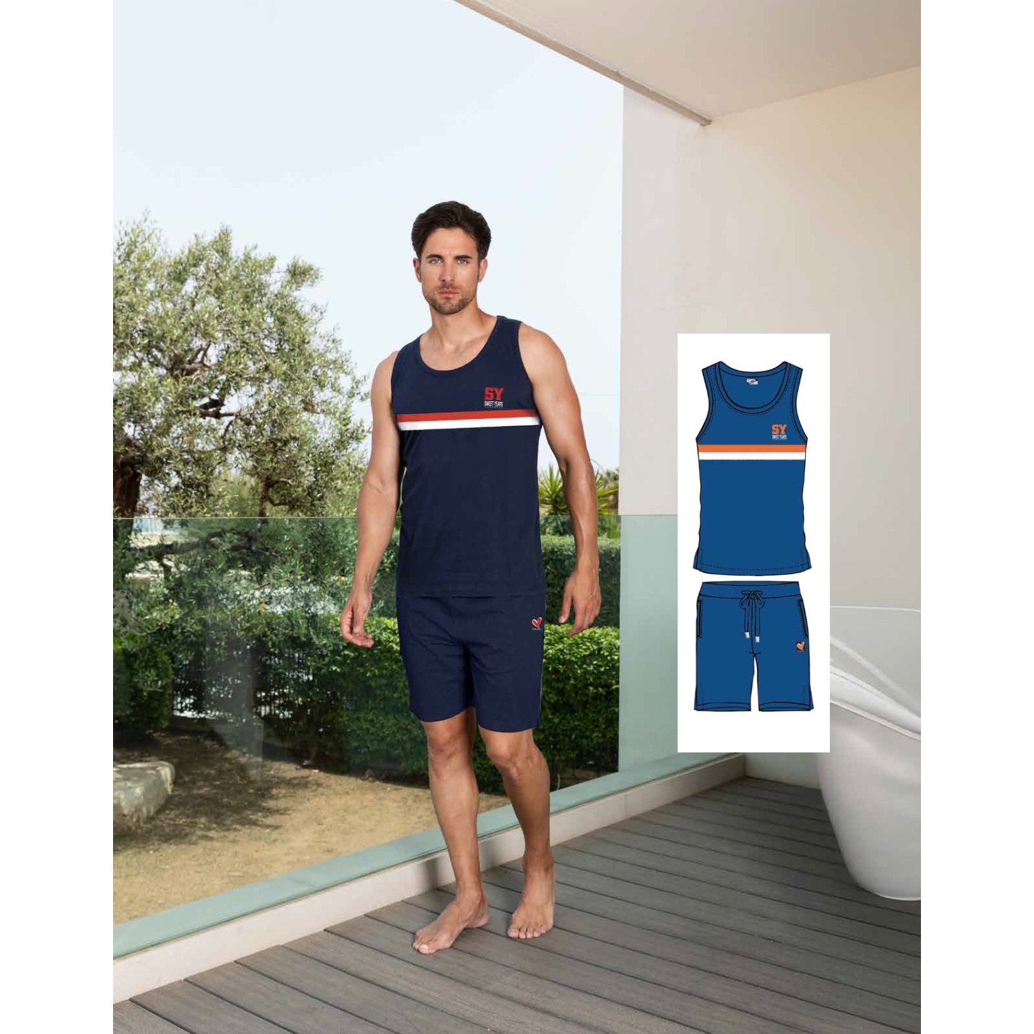 PIGIAMA UOMO SPALLA LARGA COTONE 5160