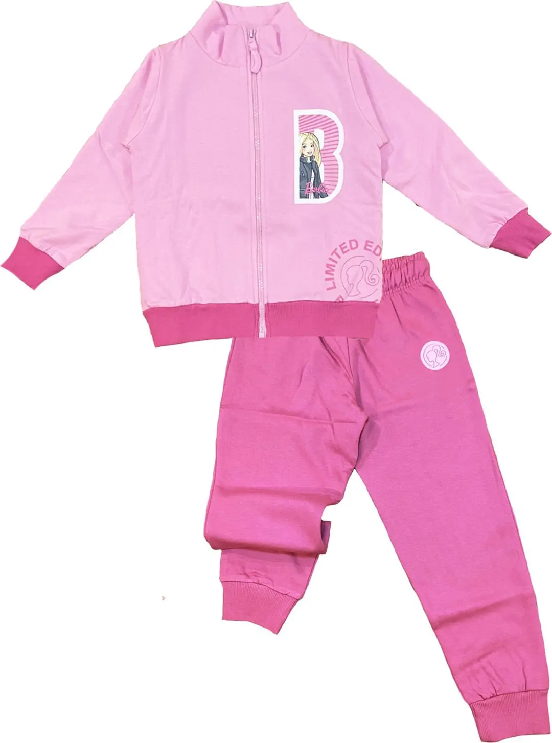 TUTA IN FELPA CON ZIP ROSA BARBIE COTONE COMPLETA BARBIPIGBF30BR06